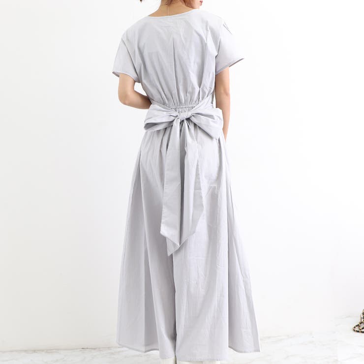 ライトグレー | マキシワンピース フレンチ袖ロングワンピ | SUNSHINE CLOSET