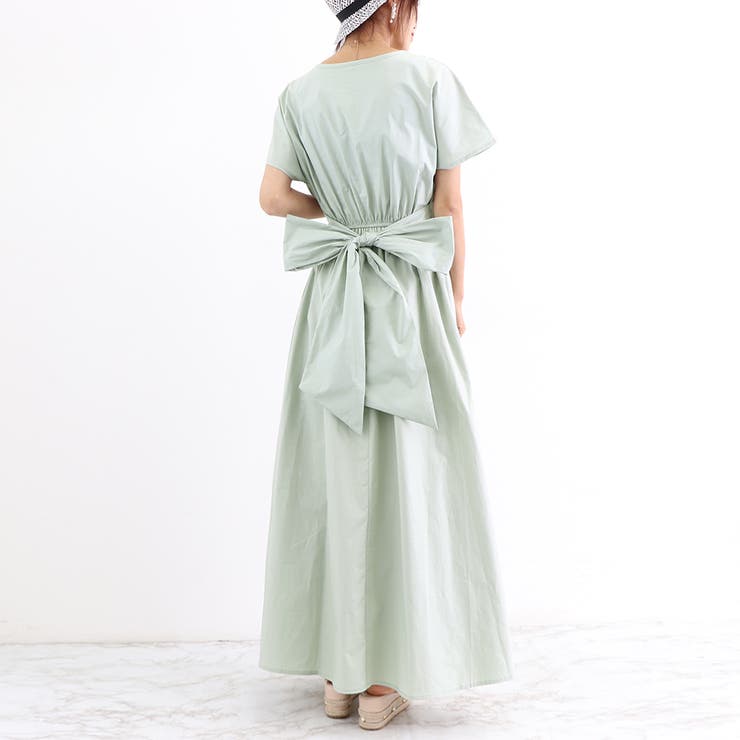 ミントグリーン | マキシワンピース フレンチ袖ロングワンピ | SUNSHINE CLOSET