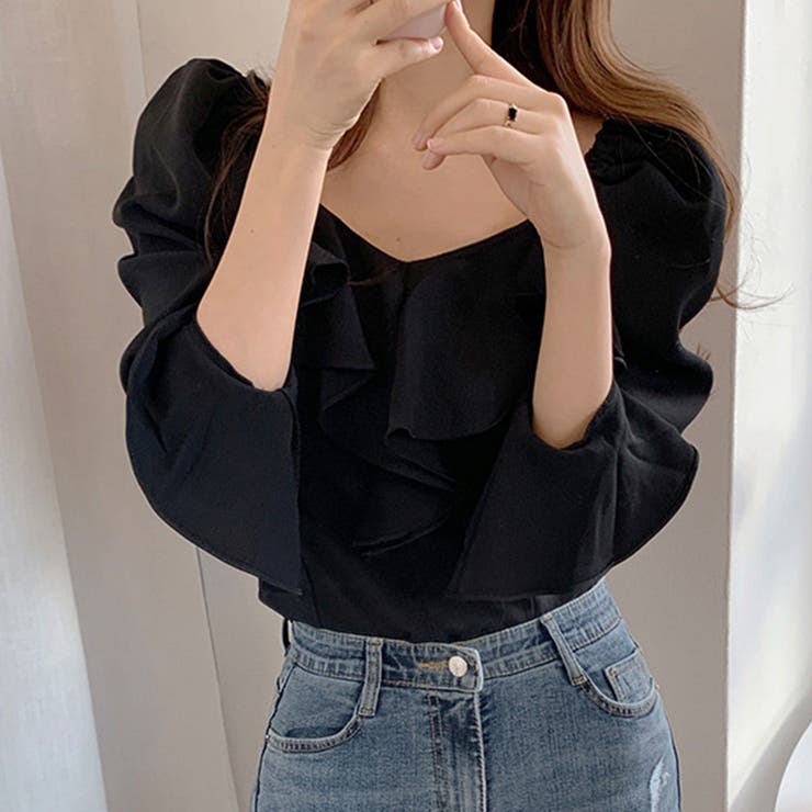 韓国ファッション 長袖ブラウス フリル襟 | SUNSHINE CLOSET | 詳細画像5 