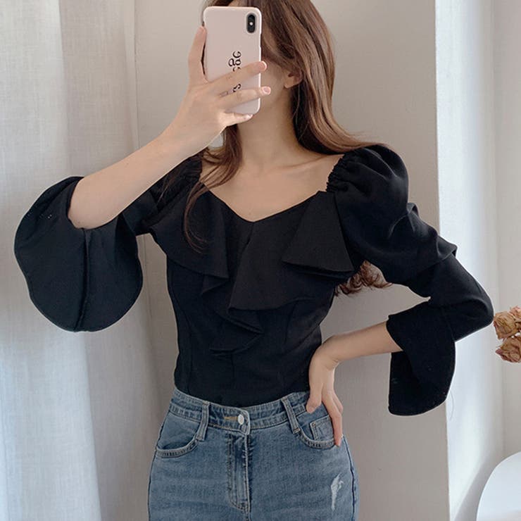 韓国ファッション 長袖ブラウス フリル襟 | SUNSHINE CLOSET | 詳細画像7 