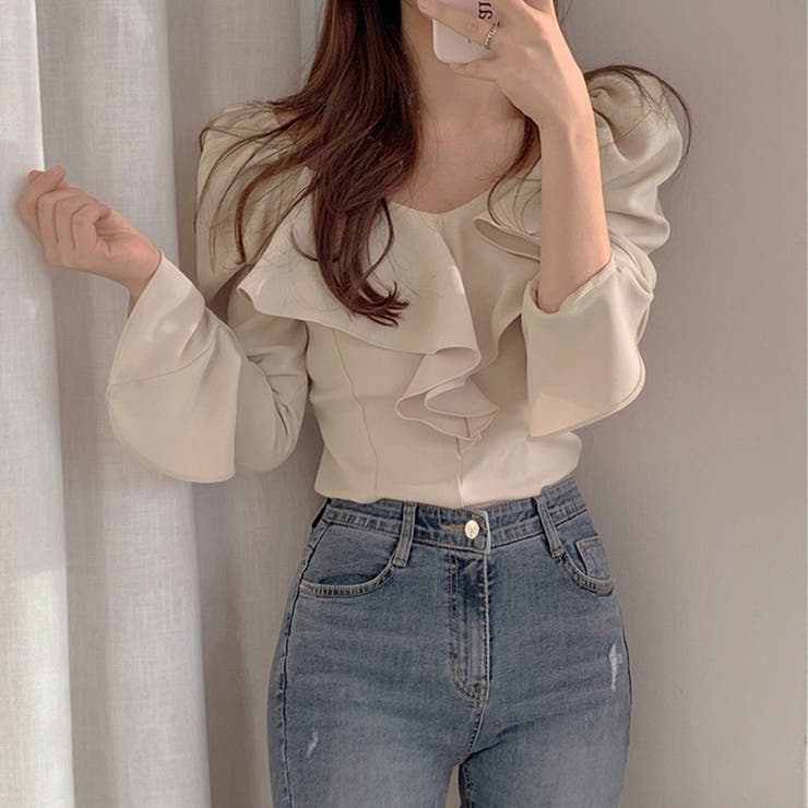 韓国ファッション 長袖ブラウス フリル襟 | SUNSHINE CLOSET | 詳細画像8 