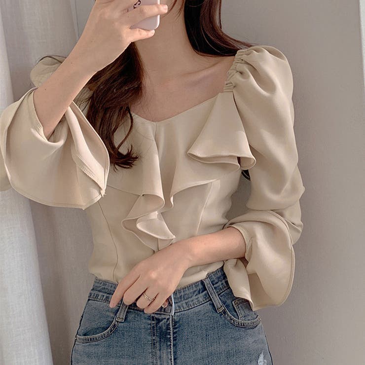 韓国ファッション 長袖ブラウス フリル襟 | SUNSHINE CLOSET | 詳細画像9 