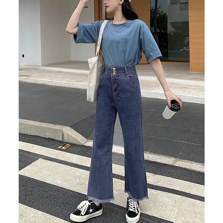 裾フリンジ9分丈デニムパンツハイウエスト | SUNSHINE CLOSET | 詳細画像4 