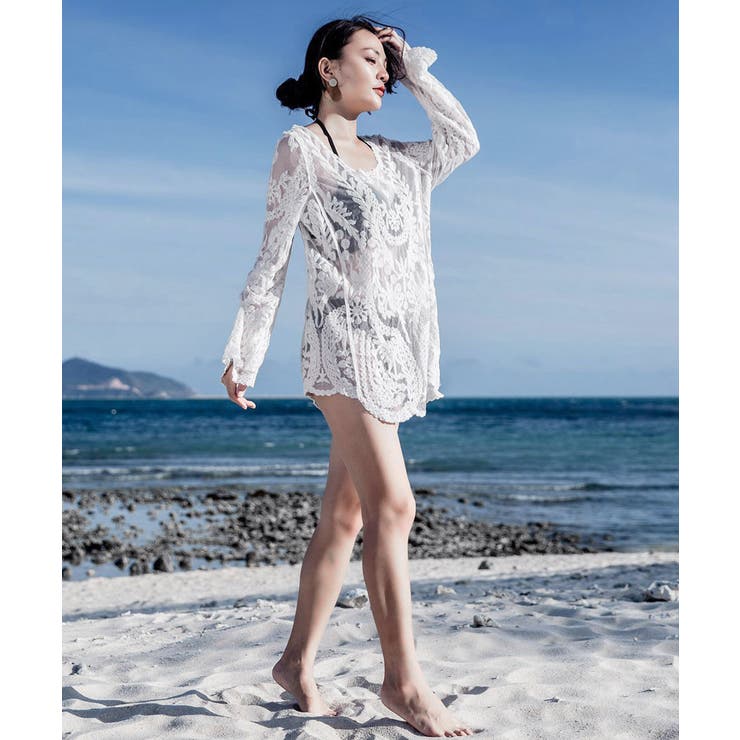 水着アウター 透かし編みビーチウェア夏海[品番:AGCW0005624 水着アウター 透かし編みビーチウェア夏海[品番:AGCW0005624