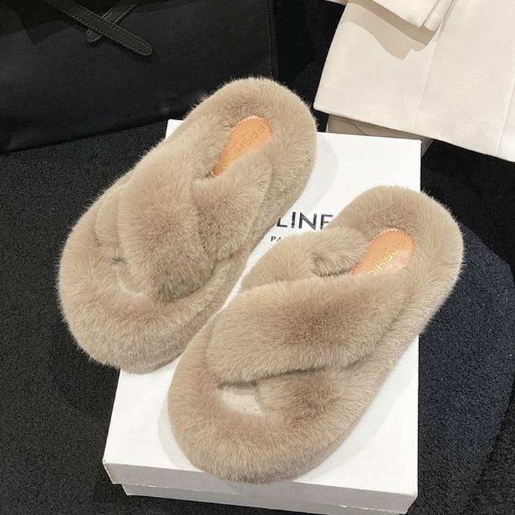 ファーサンダル 厚底 韓国ファースリッパ | SUNSHINE CLOSET | 詳細画像16 