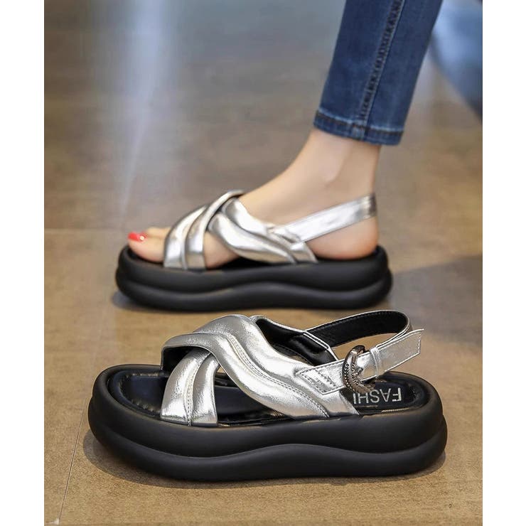 厚底サンダルレディース韓国風 歩きやすいサンダル美脚脚長 フラットフォームサンダ… | SUNSHINE CLOSET | 詳細画像14 