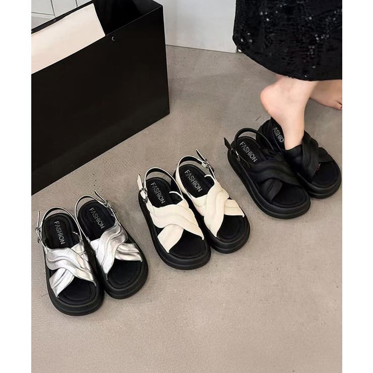 厚底サンダルレディース韓国風 歩きやすいサンダル美脚脚長 フラットフォームサンダ… | SUNSHINE CLOSET | 詳細画像17 