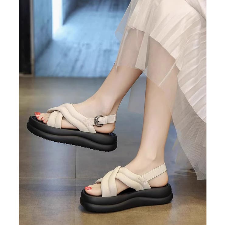 厚底サンダルレディース韓国風 歩きやすいサンダル美脚脚長 フラットフォームサンダ… | SUNSHINE CLOSET | 詳細画像4 