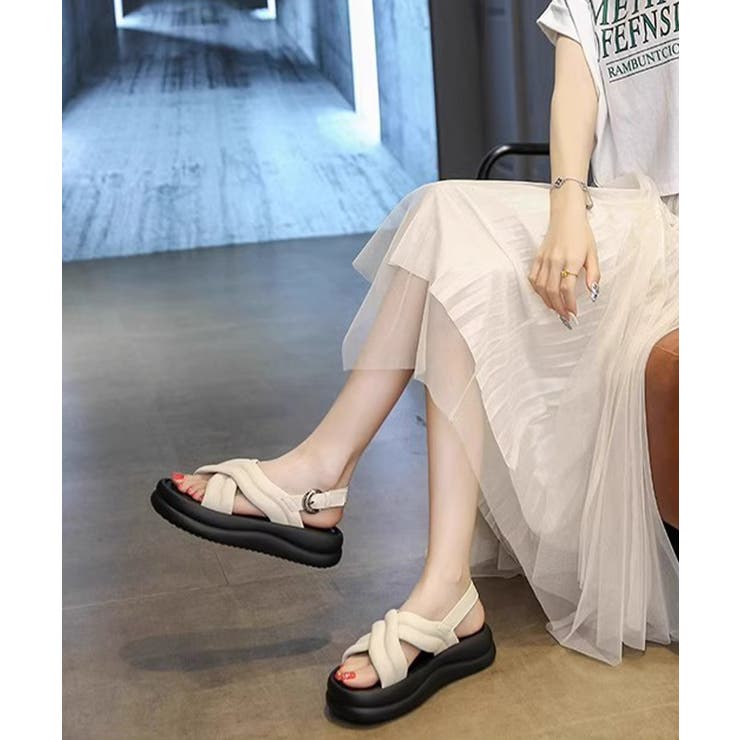 厚底サンダルレディース韓国風 歩きやすいサンダル美脚脚長 フラットフォームサンダ… | SUNSHINE CLOSET | 詳細画像7 