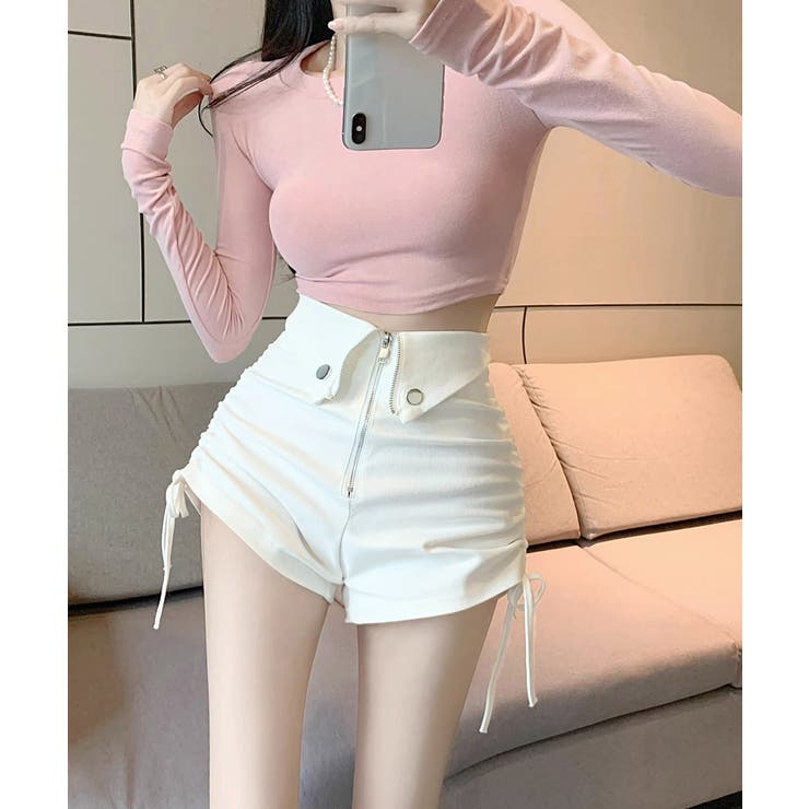 ショートパンツ サイドドロスト短パン美脚[品番：AGCW0005590