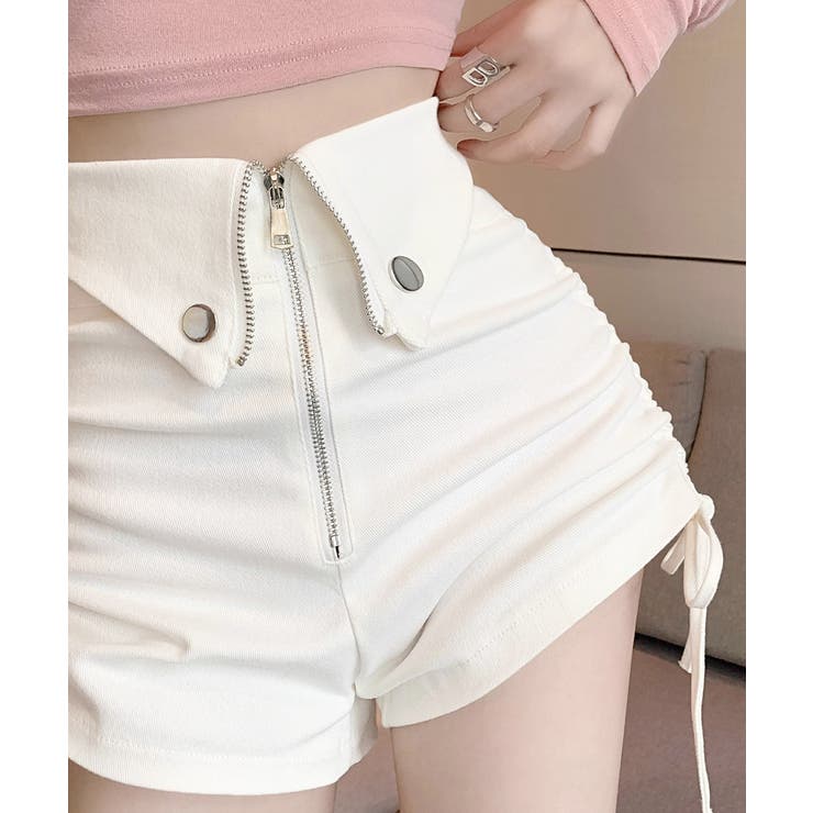 ショートパンツ サイドドロスト短パン美脚[品番:AGCW0005590 ショートパンツ サイドドロスト短パン美脚[品番:AGCW0005590