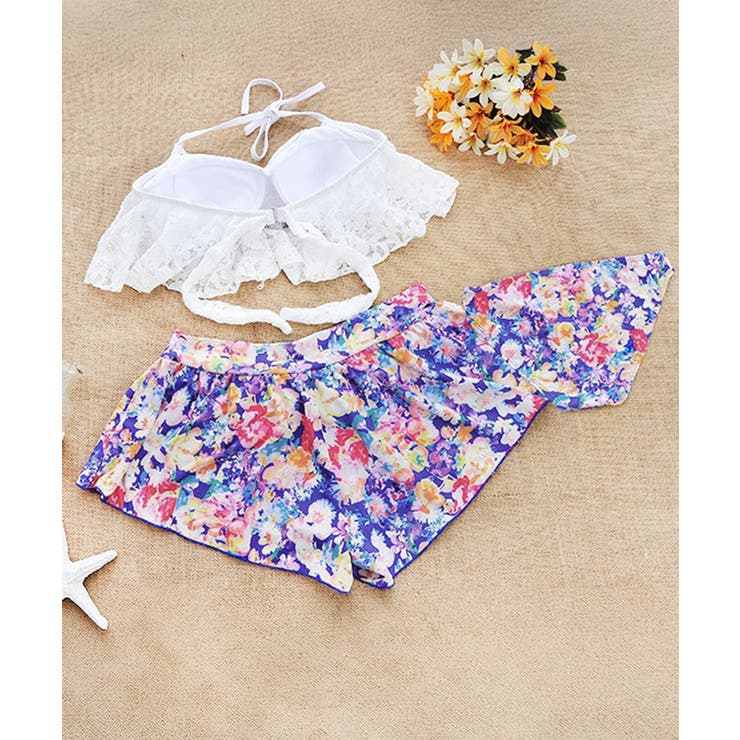 ホルターネック水着 レースフリルビキニトップス 花柄ショートパンツ | SUNSHINE CLOSET | 詳細画像11 