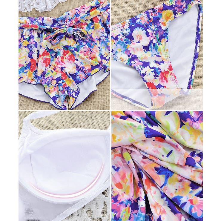 ホルターネック水着 レースフリルビキニトップス 花柄ショートパンツ | SUNSHINE CLOSET | 詳細画像12 