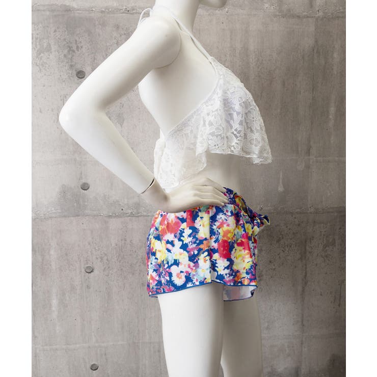 ホルターネック水着 レースフリルビキニトップス 花柄ショートパンツ | SUNSHINE CLOSET | 詳細画像14 