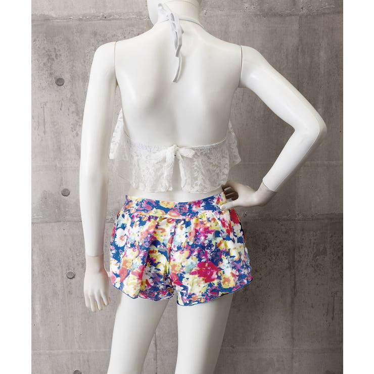 ホルターネック水着 レースフリルビキニトップス 花柄ショートパンツ | SUNSHINE CLOSET | 詳細画像15 
