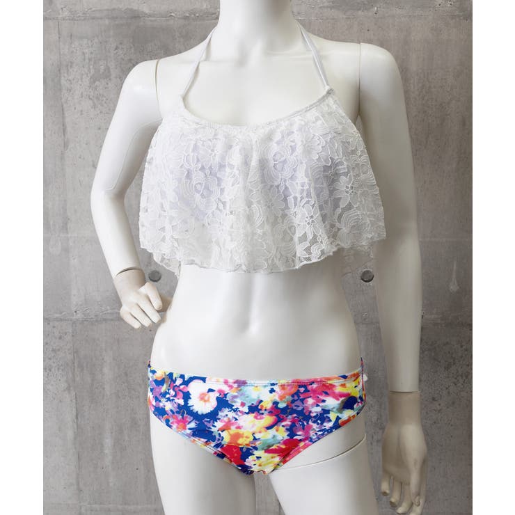 ホルターネック水着 レースフリルビキニトップス 花柄ショートパンツ | SUNSHINE CLOSET | 詳細画像16 