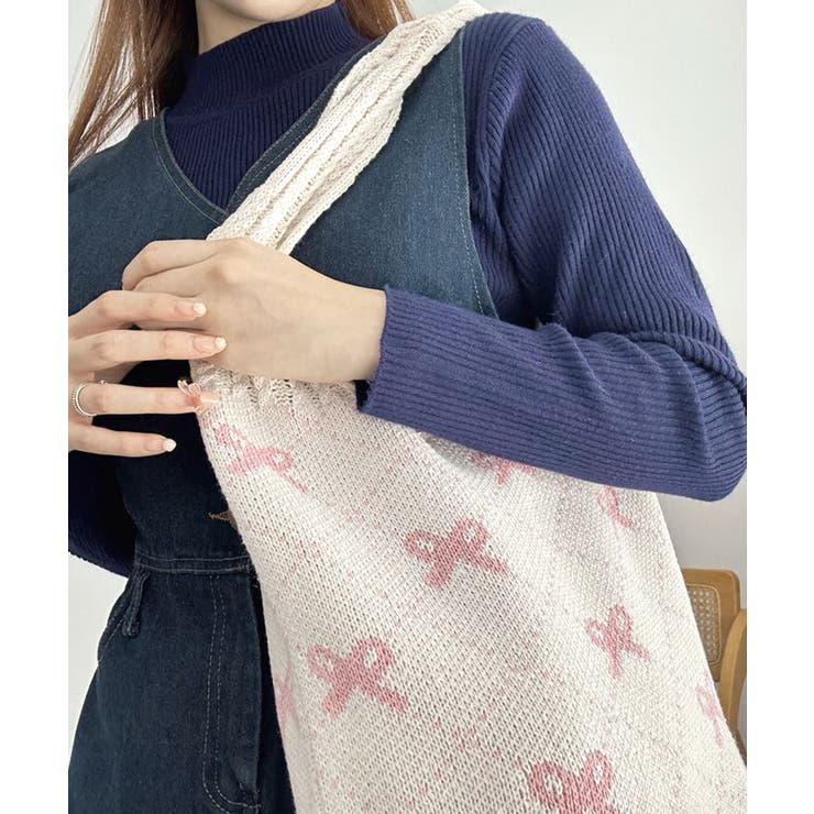 ニットトートバッグ リボン柄ニット編み鞄 | SUNSHINE CLOSET | 詳細画像15 