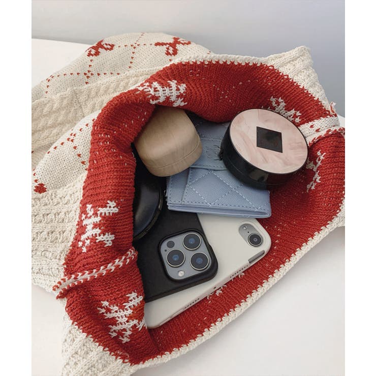 ニットトートバッグ リボン柄ニット編み鞄 | SUNSHINE CLOSET | 詳細画像4 