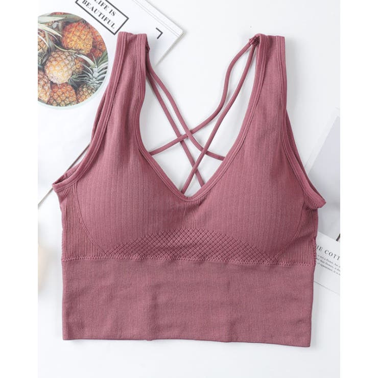 ダークピンク | ノンワイヤー ブラトップ バッククロス | SUNSHINE CLOSET