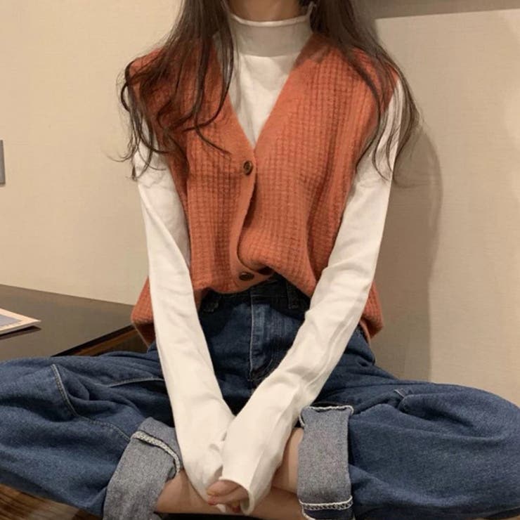 Vネック ニットベスト レディース[品番:AGCW0002479 Vネック ニットベスト レディース[品番:AGCW0002479