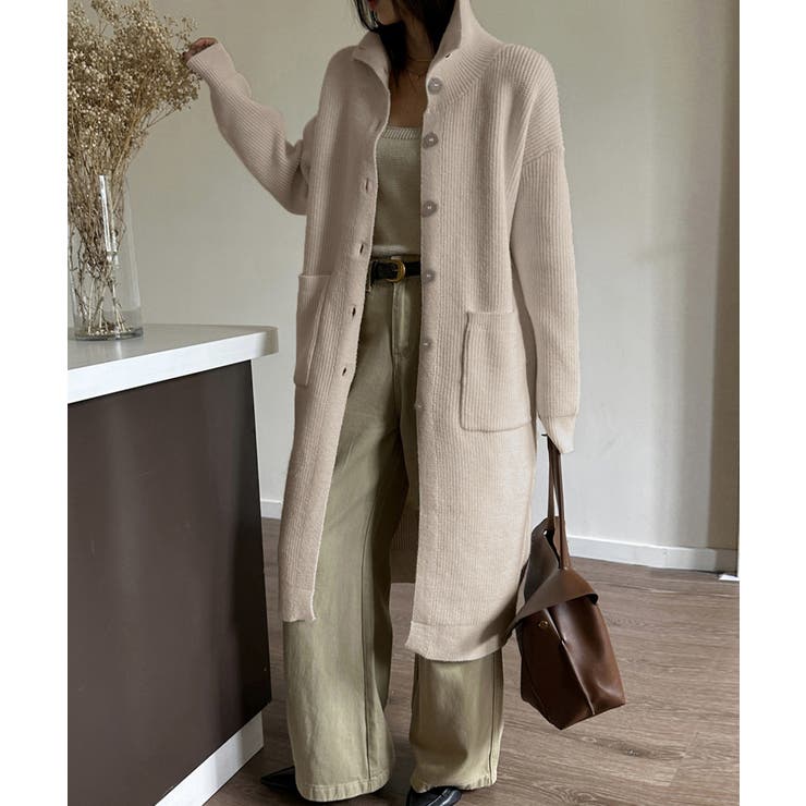 ロングニットカーディガン 厚手レディース[品番：AGCW0005136