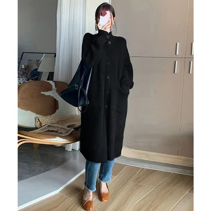 ロングニットカーディガン 厚手レディース[品番：AGCW0005136