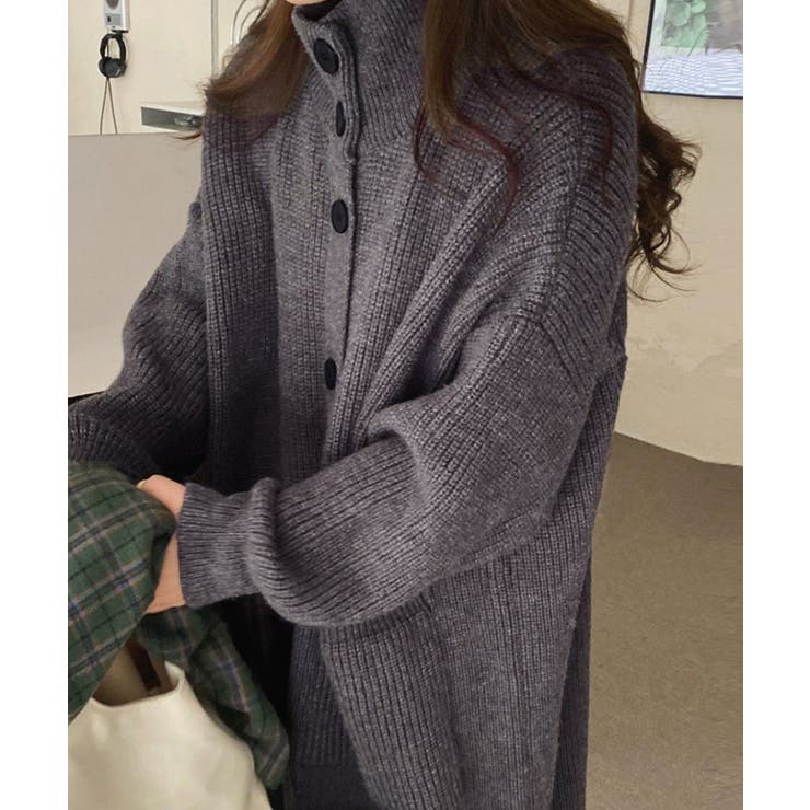 ロングニットカーディガン 厚手レディース[品番：AGCW0005136