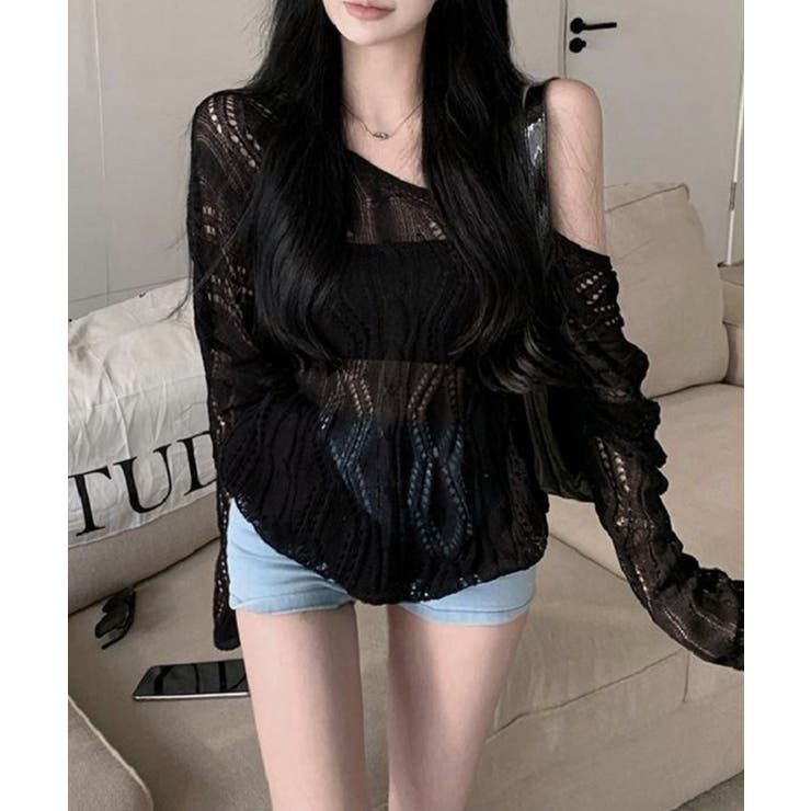 透かし編み ニットトップス レースアップ | SUNSHINE CLOSET | 詳細画像7 