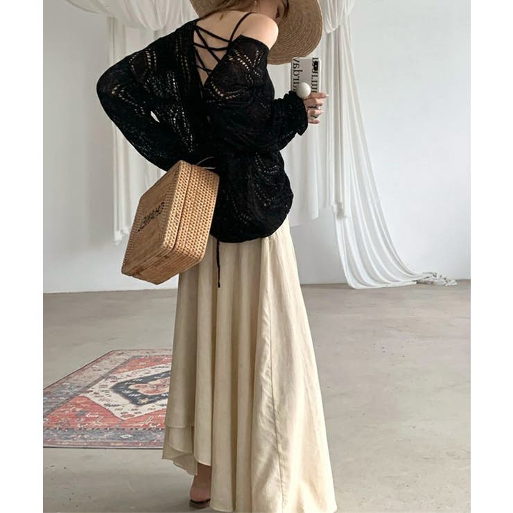 透かし編み ニットトップス レースアップ | SUNSHINE CLOSET | 詳細画像8 