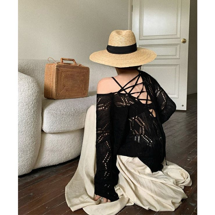 透かし編み ニットトップス レースアップ | SUNSHINE CLOSET | 詳細画像9 