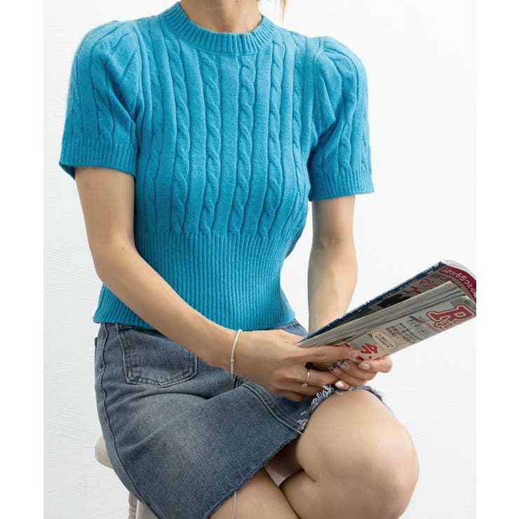 ケーブル編みニットトップス パフスリーブ | SUNSHINE CLOSET | 詳細画像13 