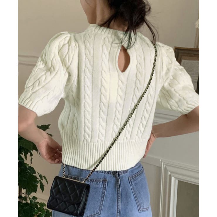 ケーブル編みニットトップス パフスリーブ | SUNSHINE CLOSET | 詳細画像8 