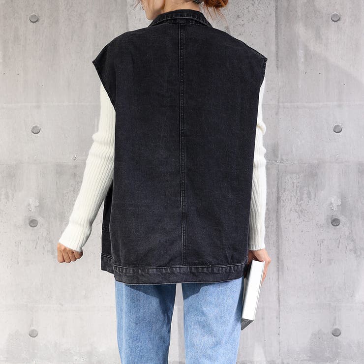 デニムベスト ジレ レディース 重ね着[品番：AGCW0003214