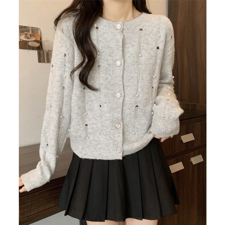パール付き ニットカーディガン大人可愛い | SUNSHINE CLOSET | 詳細画像1 