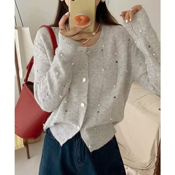パール付き ニットカーディガン大人可愛い | SUNSHINE CLOSET | 詳細画像4 