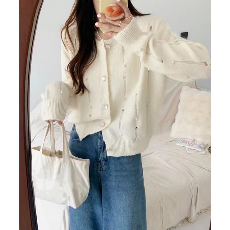 パール付き ニットカーディガン大人可愛い | SUNSHINE CLOSET | 詳細画像7 