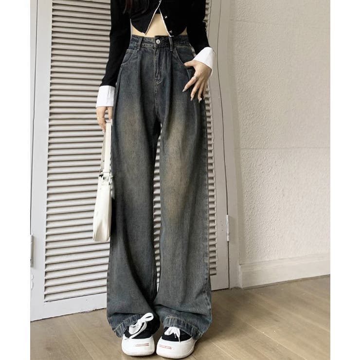 ハイウエスト ワイドストレートデニムレディース ゆったりジーンズ体型カバー | SUNSHINE CLOSET | 詳細画像20 
