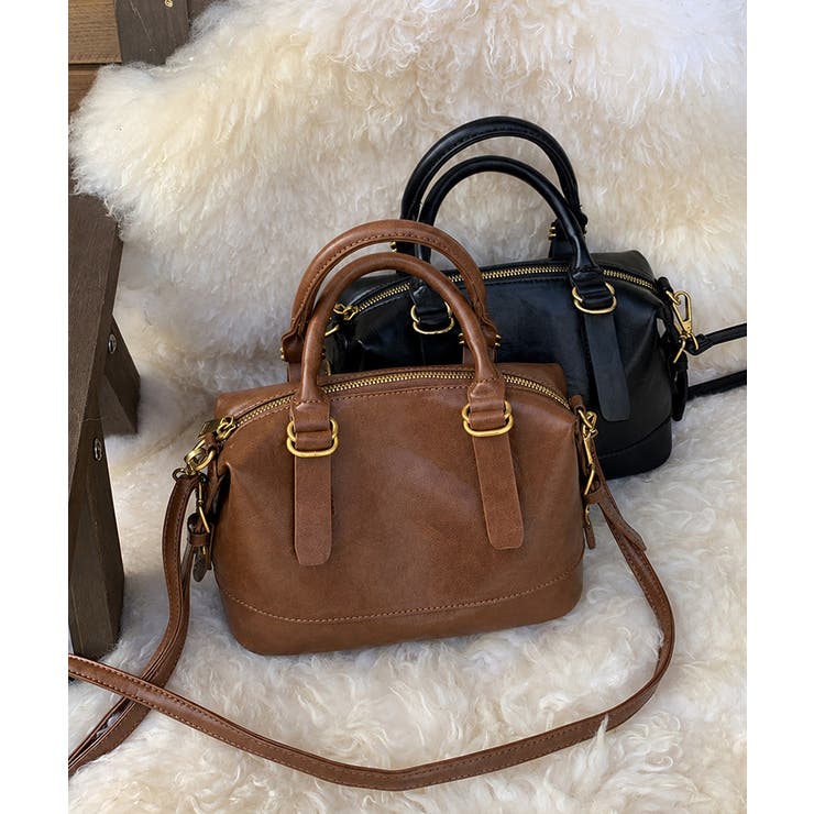 2WAYヴィンテージ風ハンドバッグフェイクレザー 自立型バッグ底鋲付き マチ広大… | SUNSHINE CLOSET | 詳細画像21 
