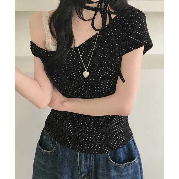 チョーカートップス半袖Tシャツレディースおしゃれtシャツアシンメトリー 可愛いリ… | SUNSHINE CLOSET | 詳細画像2 