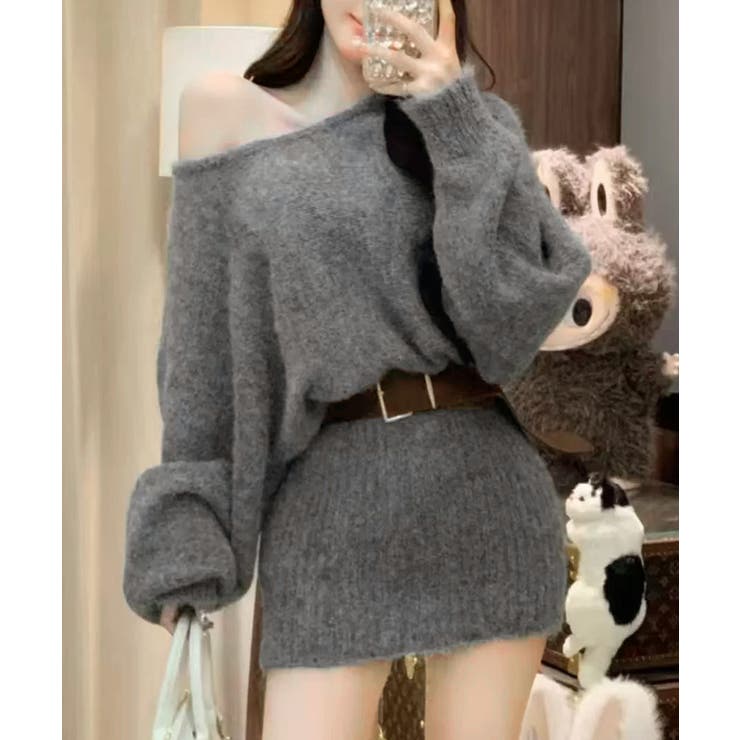 ミニニットワンピースウエストマーク韓国風 | SUNSHINE CLOSET | 詳細画像3 