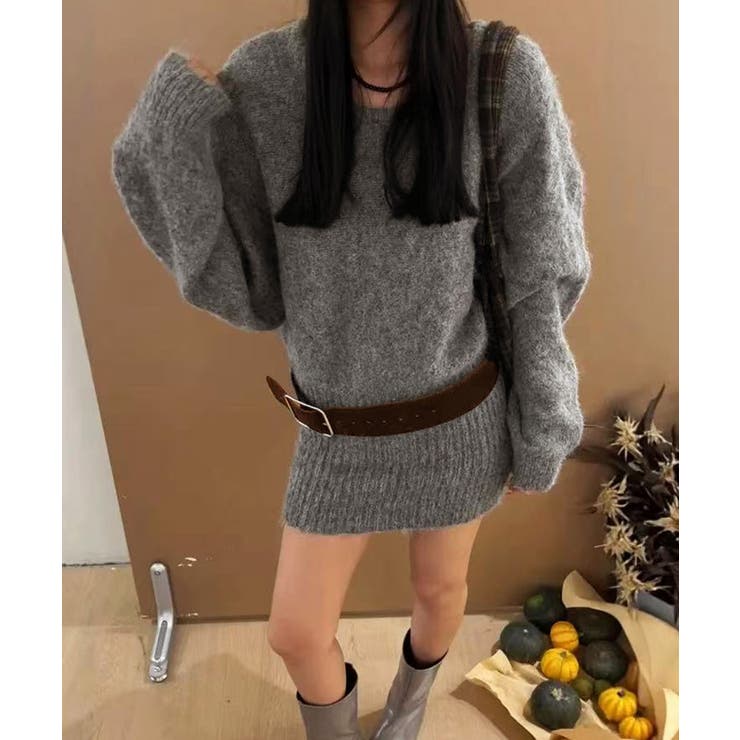 ミニニットワンピースウエストマーク韓国風 | SUNSHINE CLOSET | 詳細画像4 