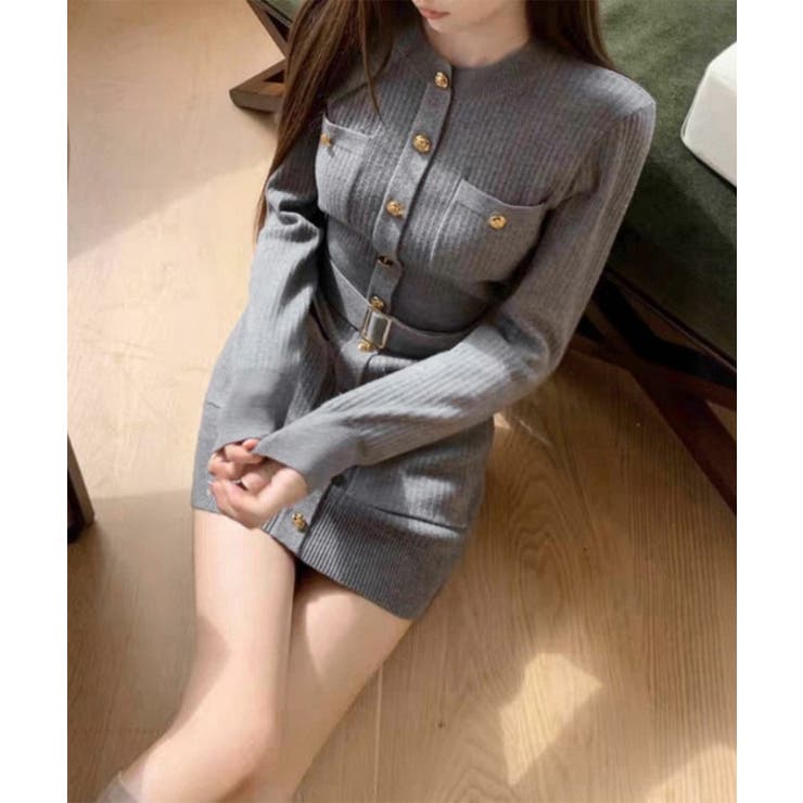 ミニニットワンピース ゴールドボタン上品 | SUNSHINE CLOSET | 詳細画像11 