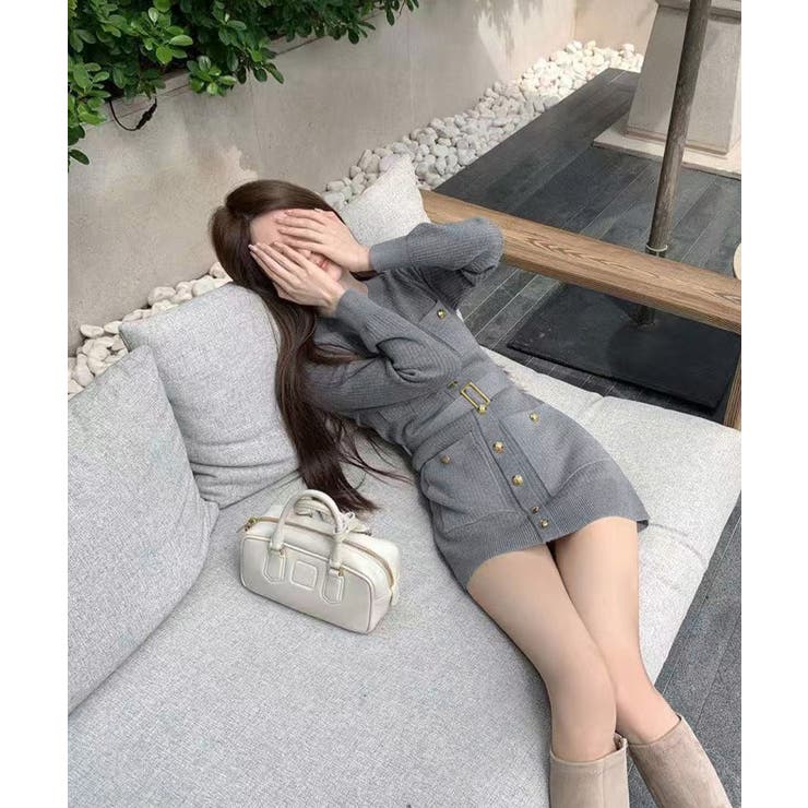 ミニニットワンピース ゴールドボタン上品 | SUNSHINE CLOSET | 詳細画像13 