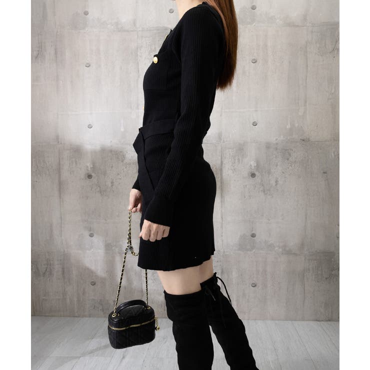 ミニニットワンピース ゴールドボタン上品 | SUNSHINE CLOSET | 詳細画像16 