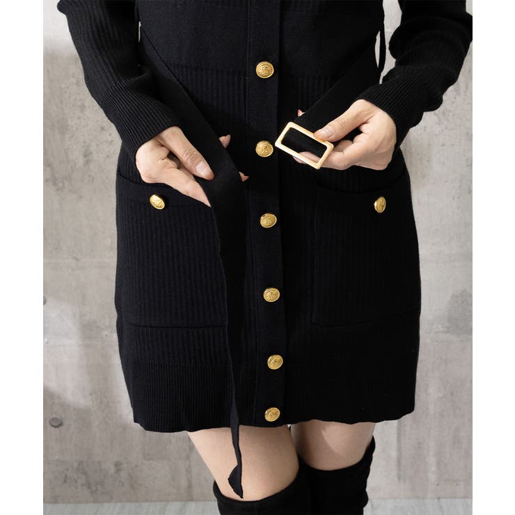 ミニニットワンピース ゴールドボタン上品 | SUNSHINE CLOSET | 詳細画像18 