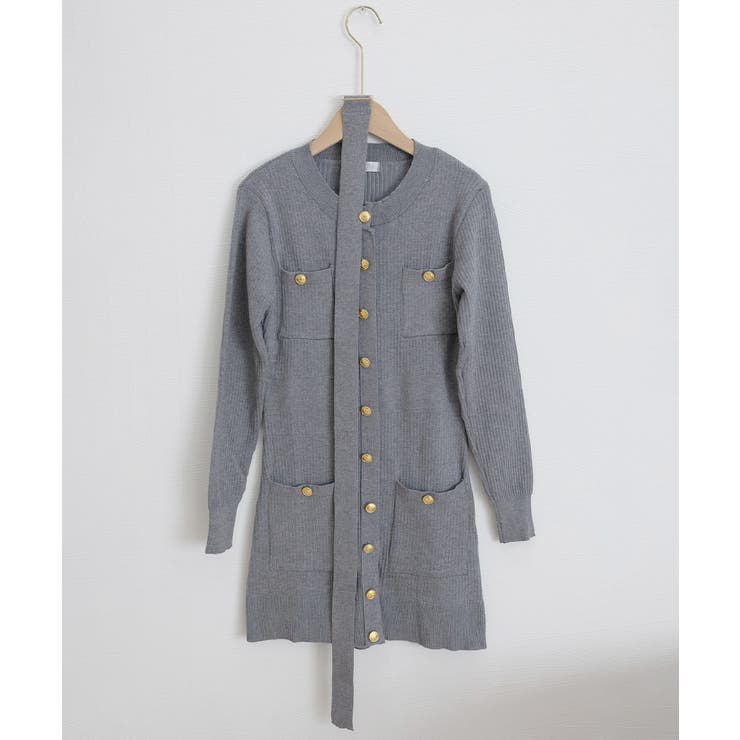 ミニニットワンピース ゴールドボタン上品 | SUNSHINE CLOSET | 詳細画像19 