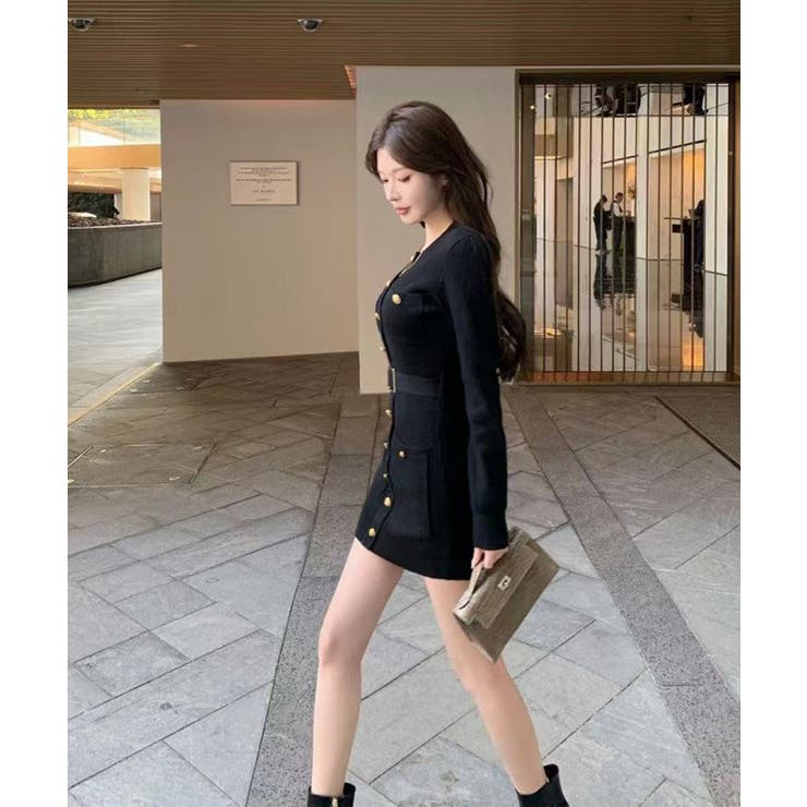 ミニニットワンピース ゴールドボタン上品 | SUNSHINE CLOSET | 詳細画像6 