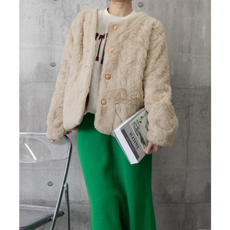 ノーカラーファージャケットゴールドボタン | SUNSHINE CLOSET | 詳細画像10 