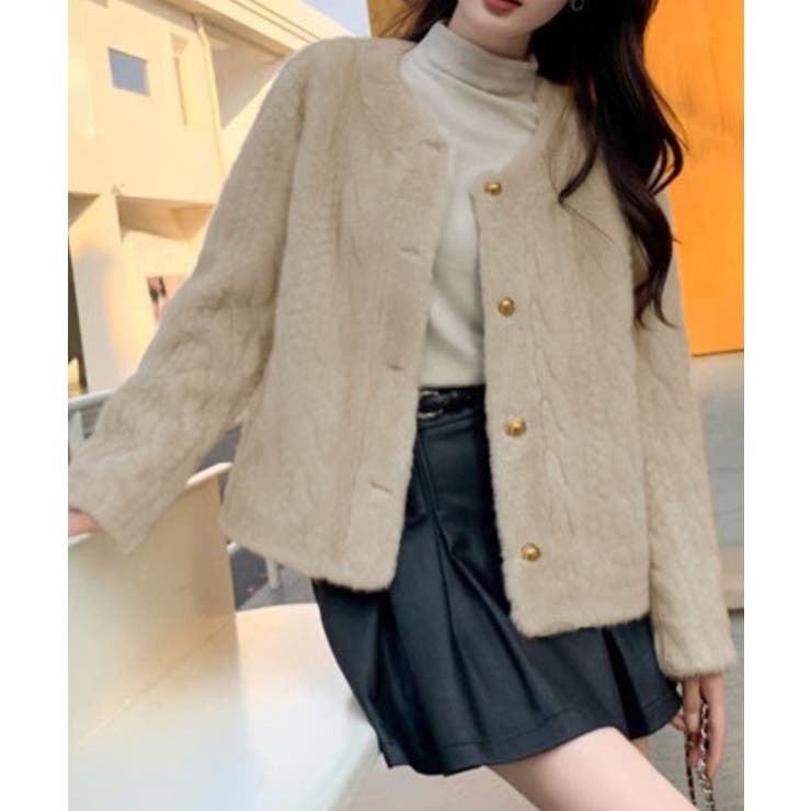 ノーカラーファージャケットゴールドボタン | SUNSHINE CLOSET | 詳細画像4 