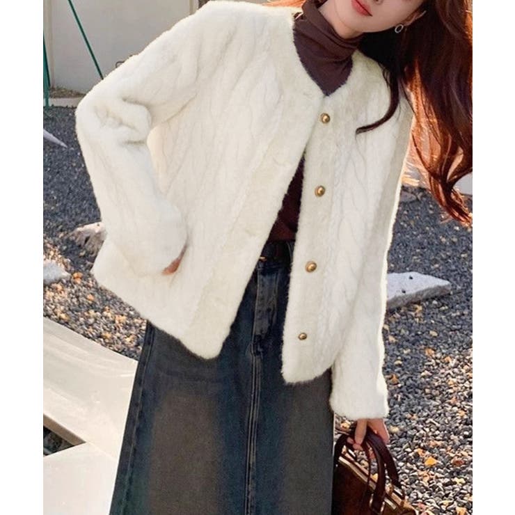 ノーカラーファージャケットゴールドボタン | SUNSHINE CLOSET | 詳細画像6 